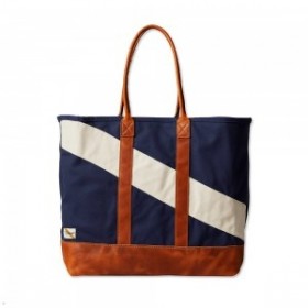 Navy White Tracksmith Tote Bags