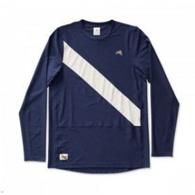 Navy White Tracksmith Van Cortlandt Long Sleeve Men's Shirts
