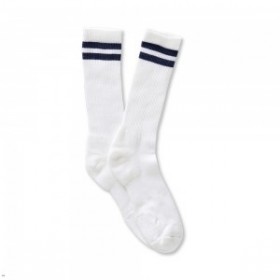 White Navy Tracksmith Merino Tube Sock