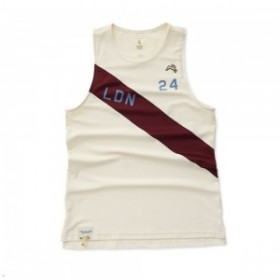 Tracksmith London Damen-Unterhemd in Weiß und Burgunderrot