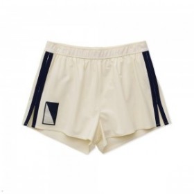 Weiße, marineblaue Tracksmith Run Cannonball Run Shorts für Damen