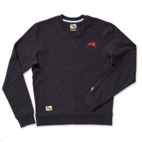  Tracksmith Trackhouse Crew Flocked Hare Herren Sweatshirt, Schwarz